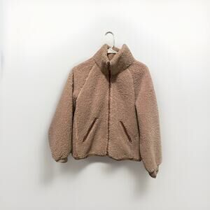 Women "Joy Lab" pink fuzzy‎ zip up jacket. Size Small